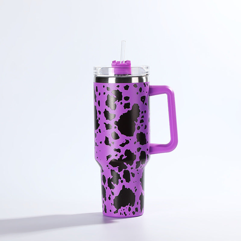Wholesale Tumbler Ice Bullies Cup  Cow Pattern Thermos Cup Straw Cup 40OZ Car Cup Ice Cup